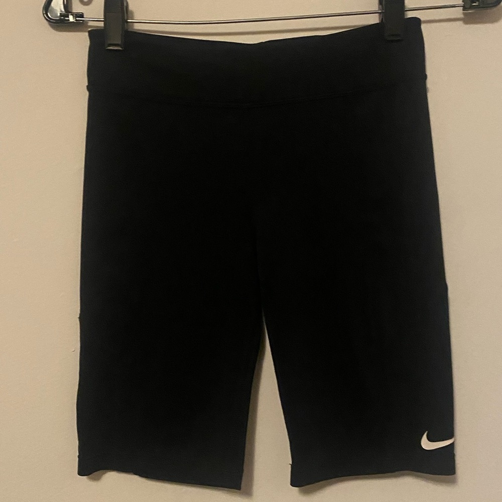 Nike Black Bike Shorts with White Swoosh Logo
